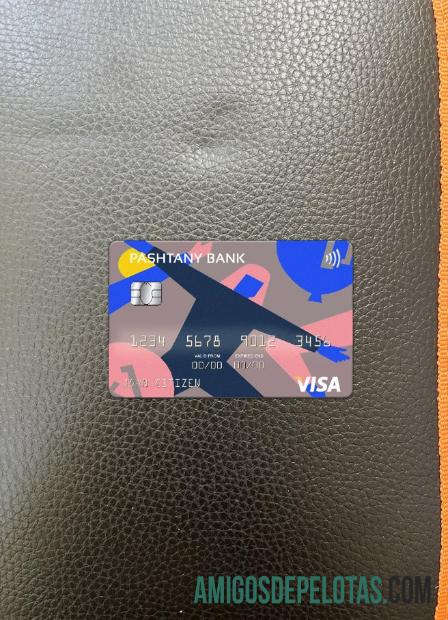 Cartão Visa do Afeganistão Pashtany Bank Photolook Front exemplo